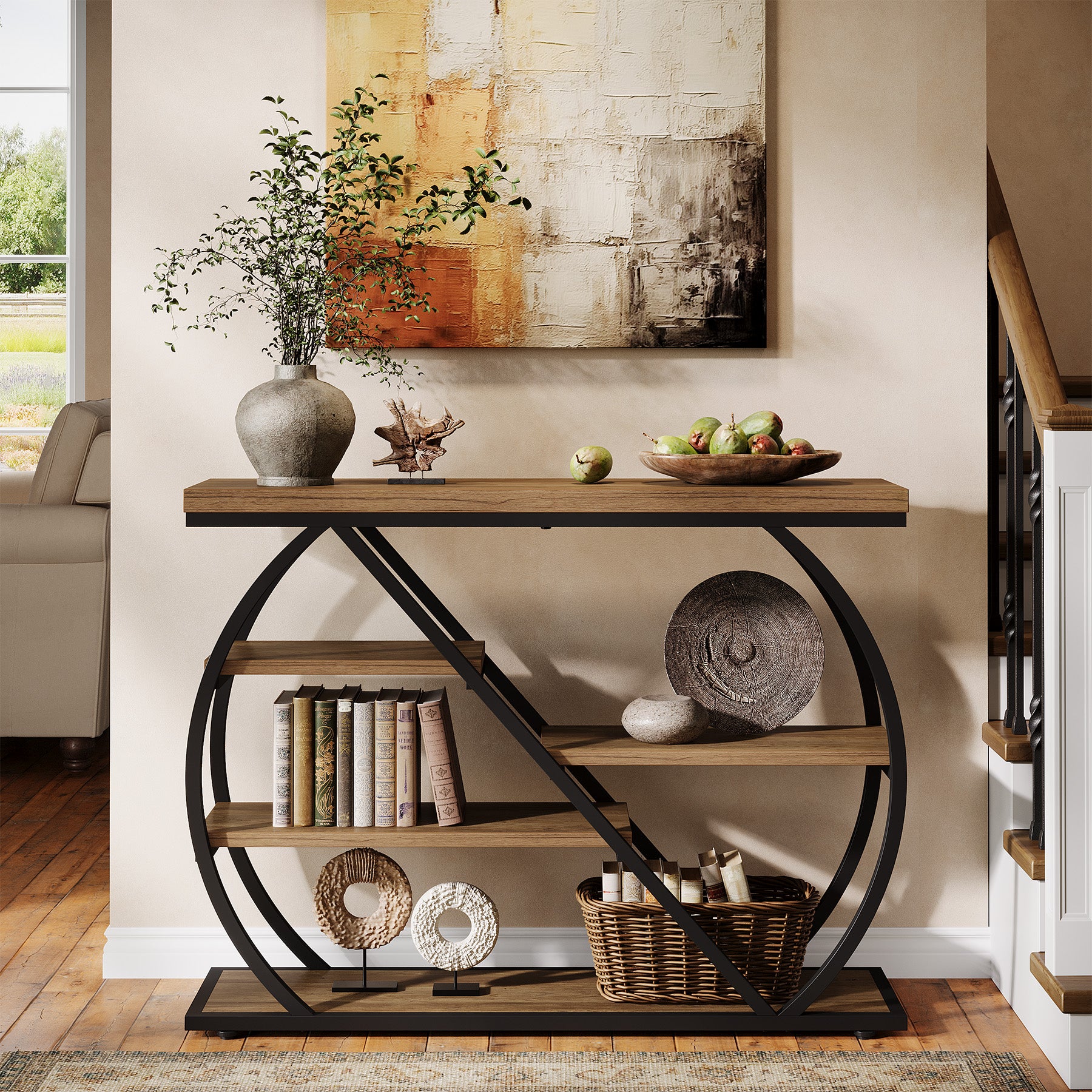 Tribesigns 105 cm Consoletafel, 5-Laags Industriële Haltafel voor Gang