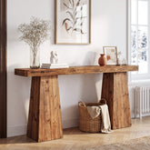 Tribesigns Massief Houten Consoletafel 160 cm, Smalle Sofatafel voor Achter de Bank 3