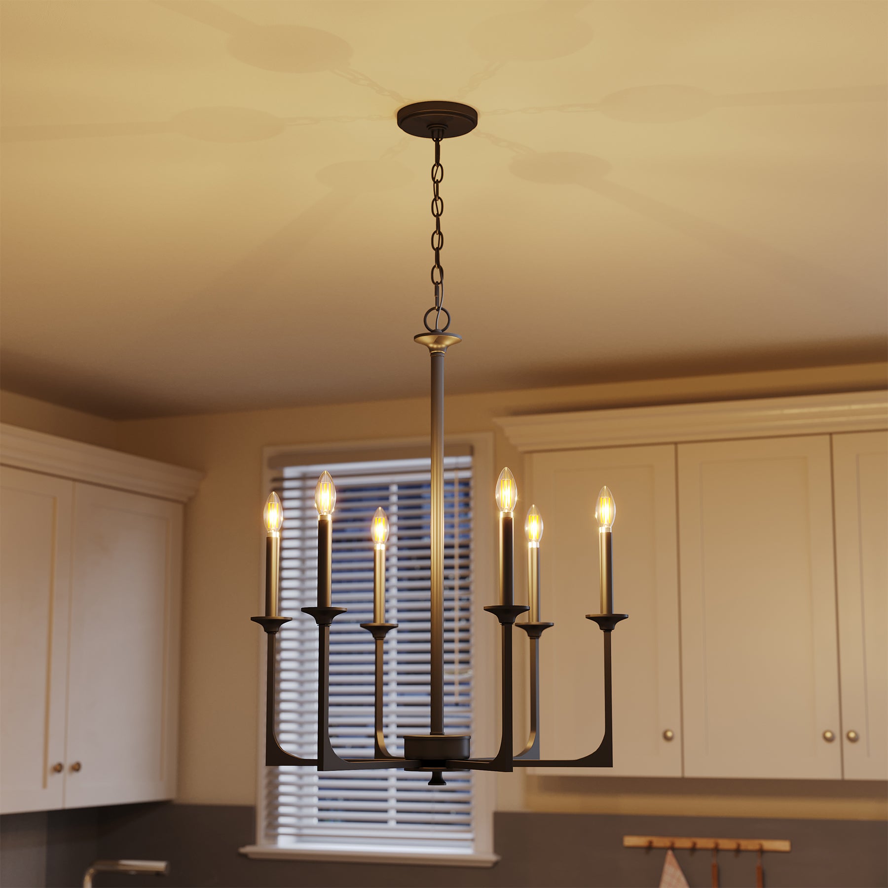 Tribesigns 6-Lichts Dimbare Kroonluchter, Klassieke Hanglamp in Traditionele Stijl [Energieklasse E]