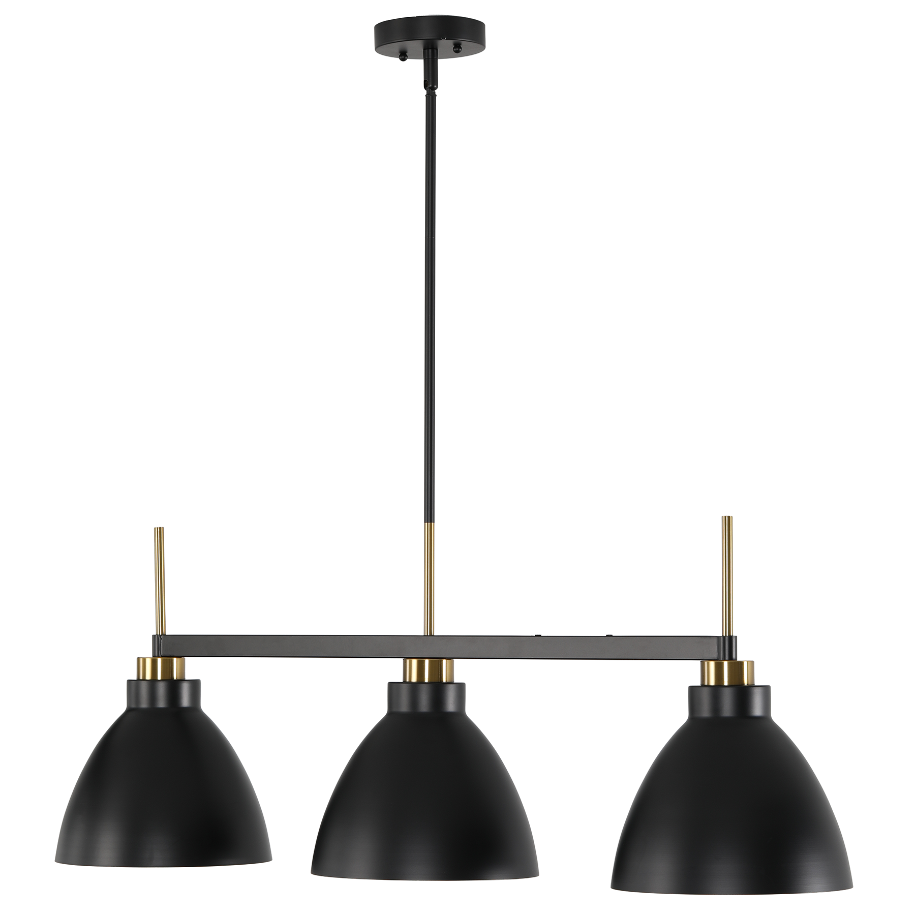 Tribesigns Vintage 3-Lichts Hanglamp, Zwart-Gouden Pendellamp met Verstelbare Stangen [Energieklasse F]