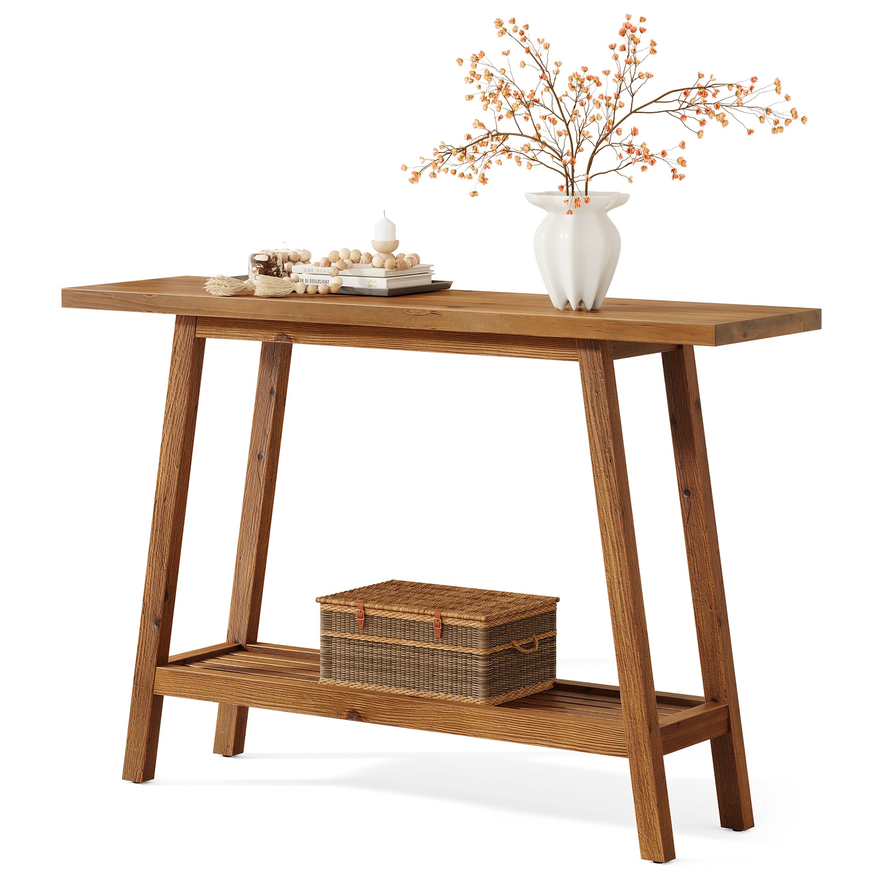 Tribesigns 105 cm Haltafel, Smalle Houten Banktafel met 2 Niveaus