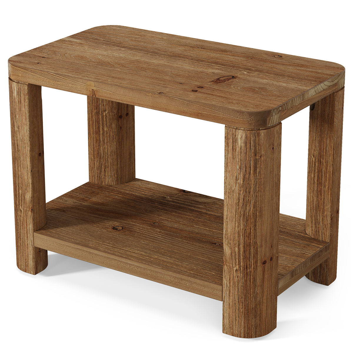 70 cm Tribesigns massief houten bijzettafel met 2 niveaus, walnootkleurig voor woonkamer en slaapkamer