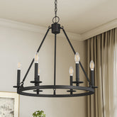 Tribesigns vintage kroonluchter met 6 E14-fittingen, zwarte industriële hanglamp voor woonkamer slaapkamer keuken en hal 3