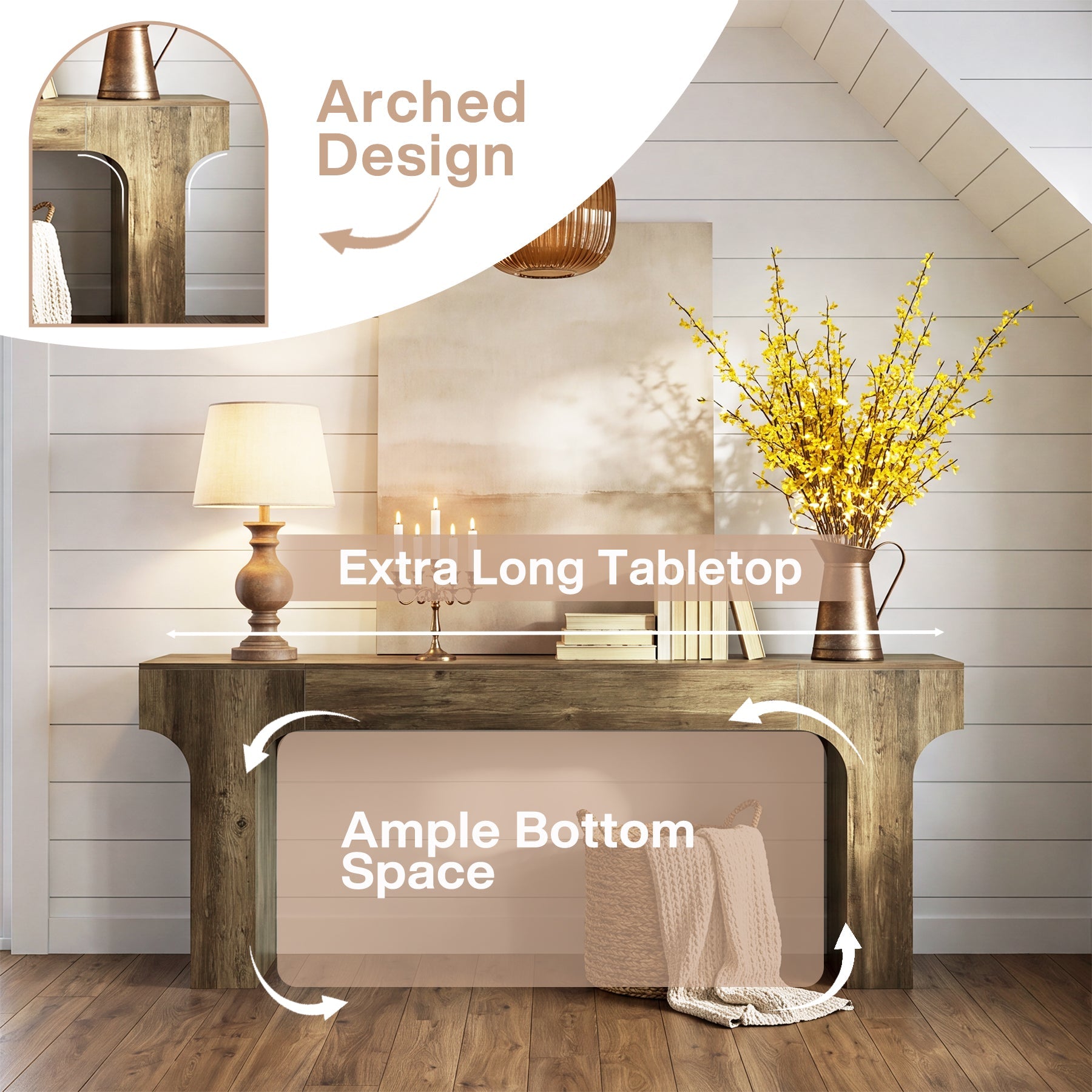 Tribesigns consoletafel van 200 cm, extra lange haltafel met gebogen poten voor de entree