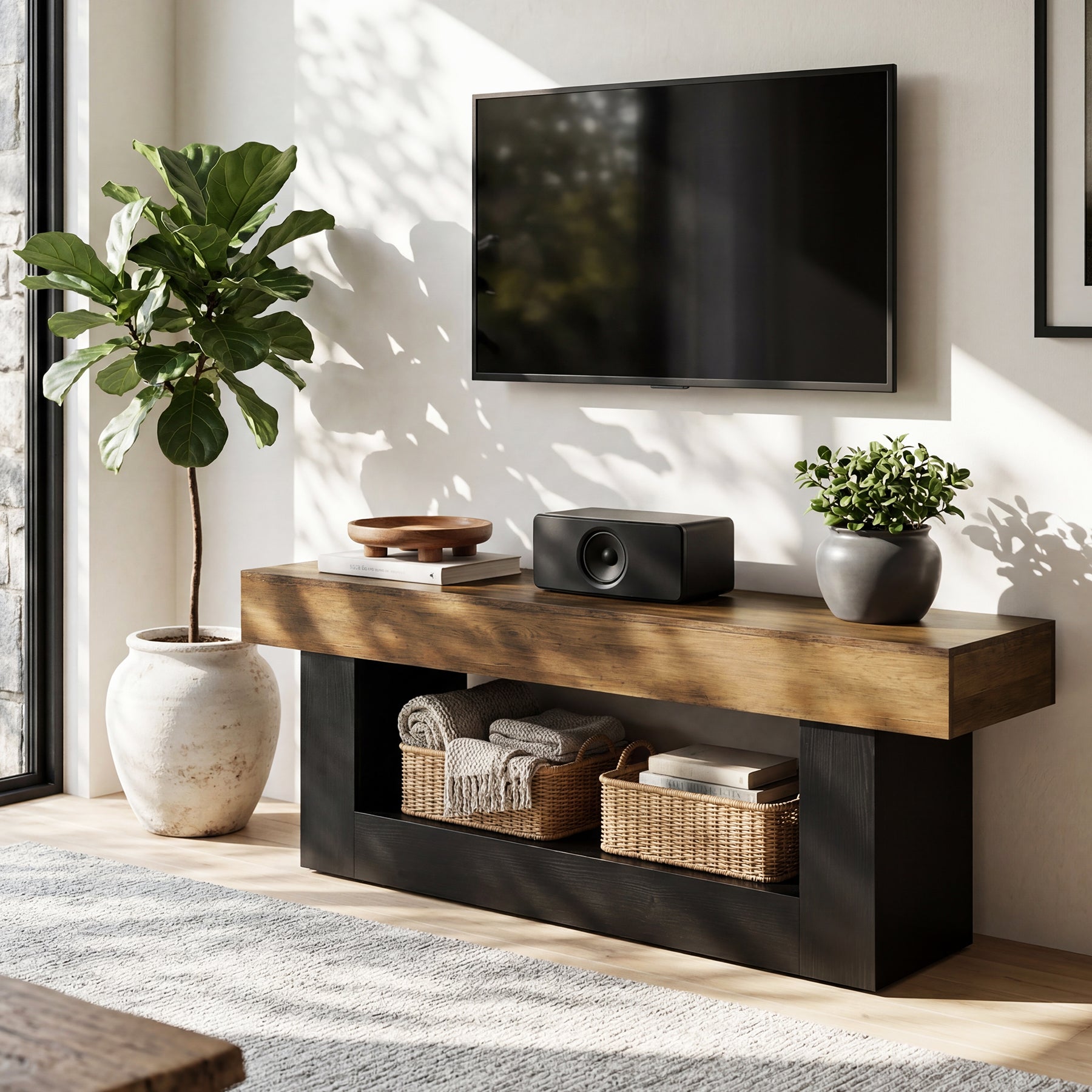 160 cm TV Meubel voor TV tot 178 cm, Moderne Media Console met U-vormige Basis voor Woonkamer