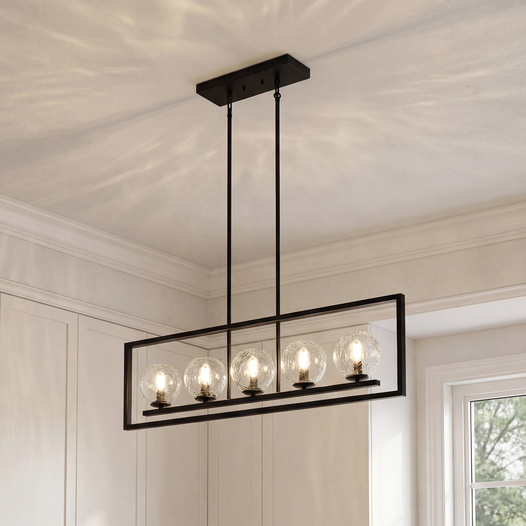 Tribesigns Moderne 5-Lichts Hanglamp, Metalen Pendellamp met Verstelbare Hoogte en E14-Fitting [Energieklasse F]