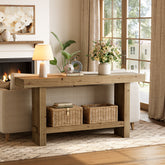 Tribesigns 160 cm Extra Lange Consoletafel, Dubbele Sokkel en Stabiele Tafelblad voor Woonkamer 3