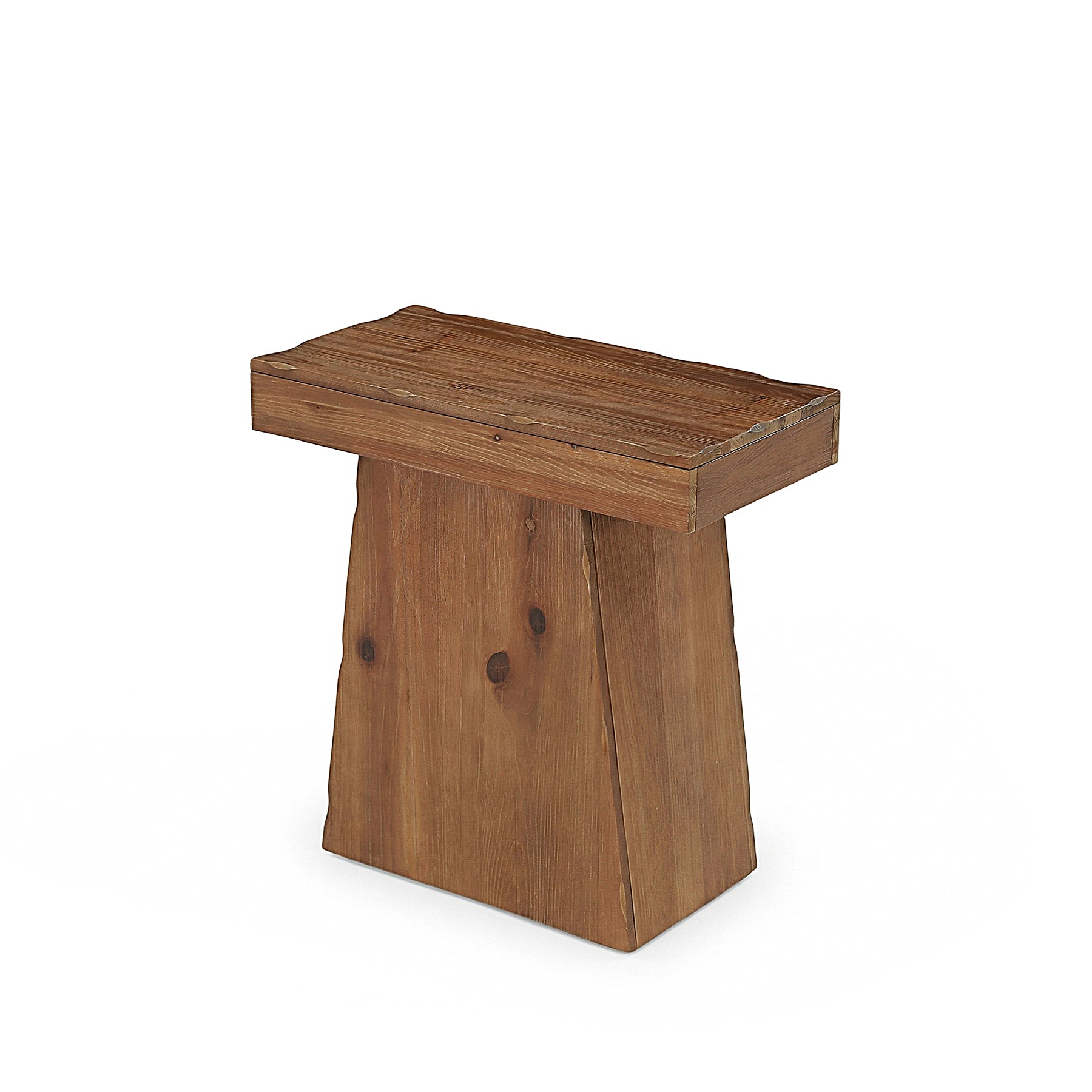 Tribesigns bijzettafel van massief hout 60 cm, houten tafel met trapeziumvormige voet