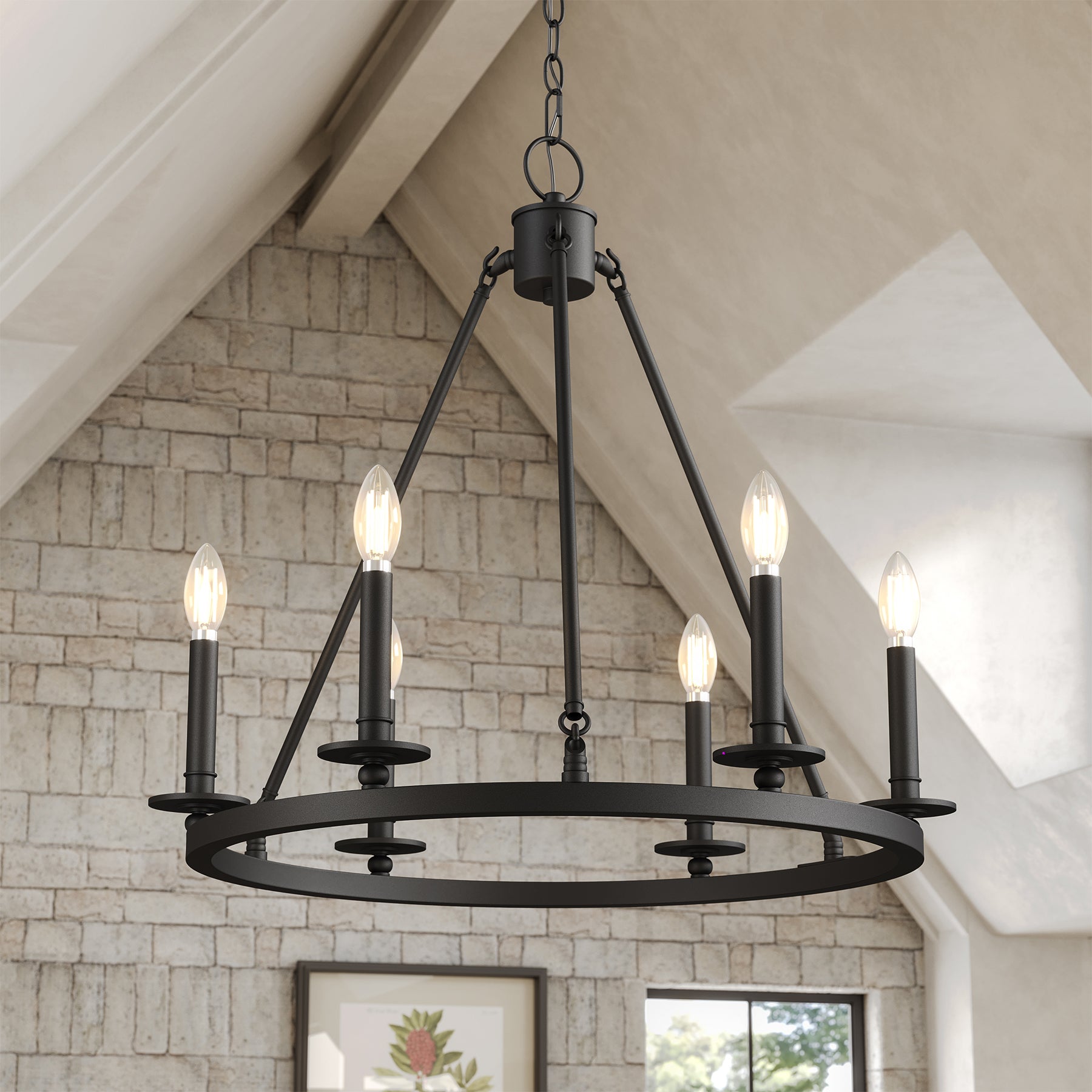 Tribesigns vintage kroonluchter met 6 E14-fittingen, zwarte industriële hanglamp voor woonkamer slaapkamer keuken en hal