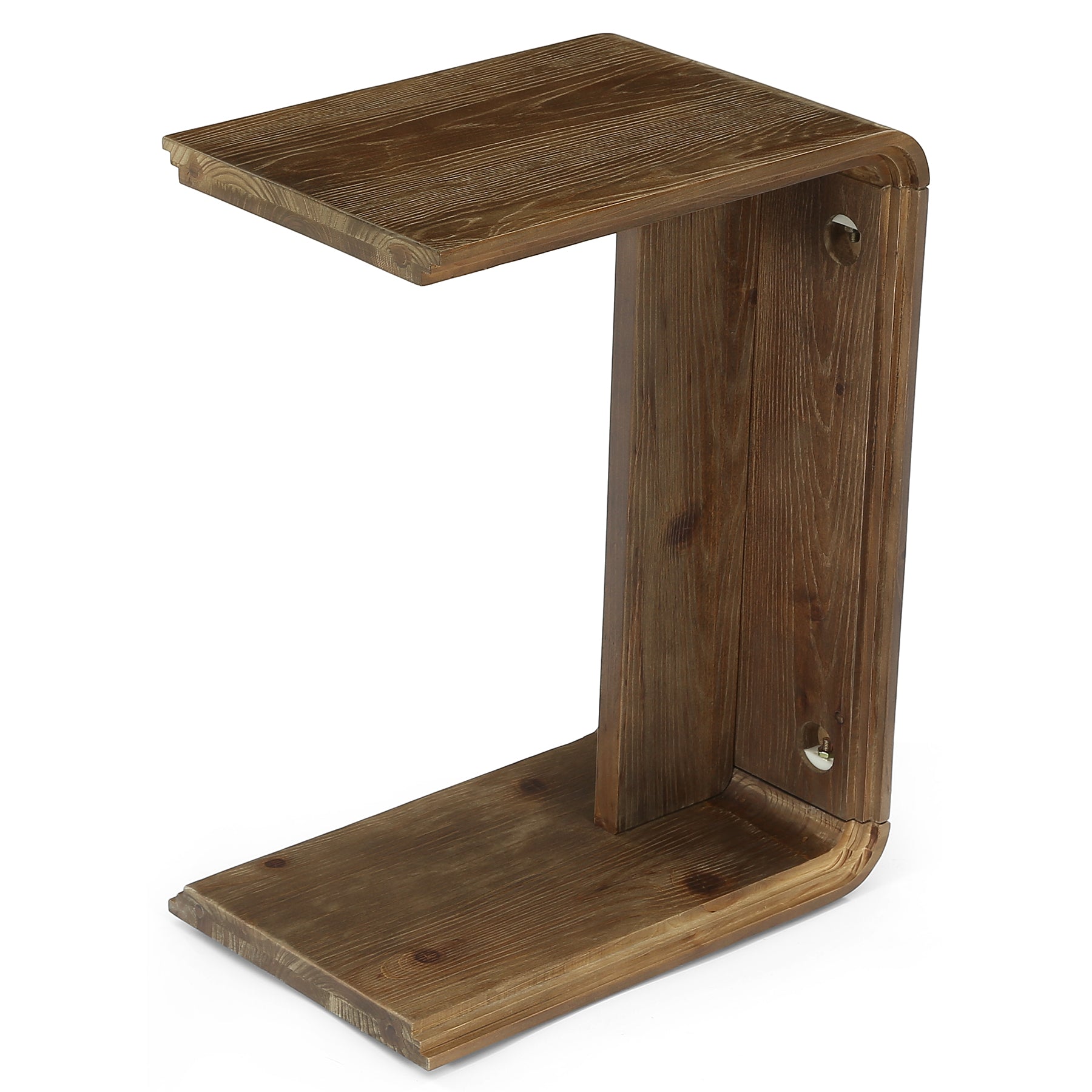 Tribesigns C-vormige bijzettafel van massief hout, smalle banktafel om onder te schuiven