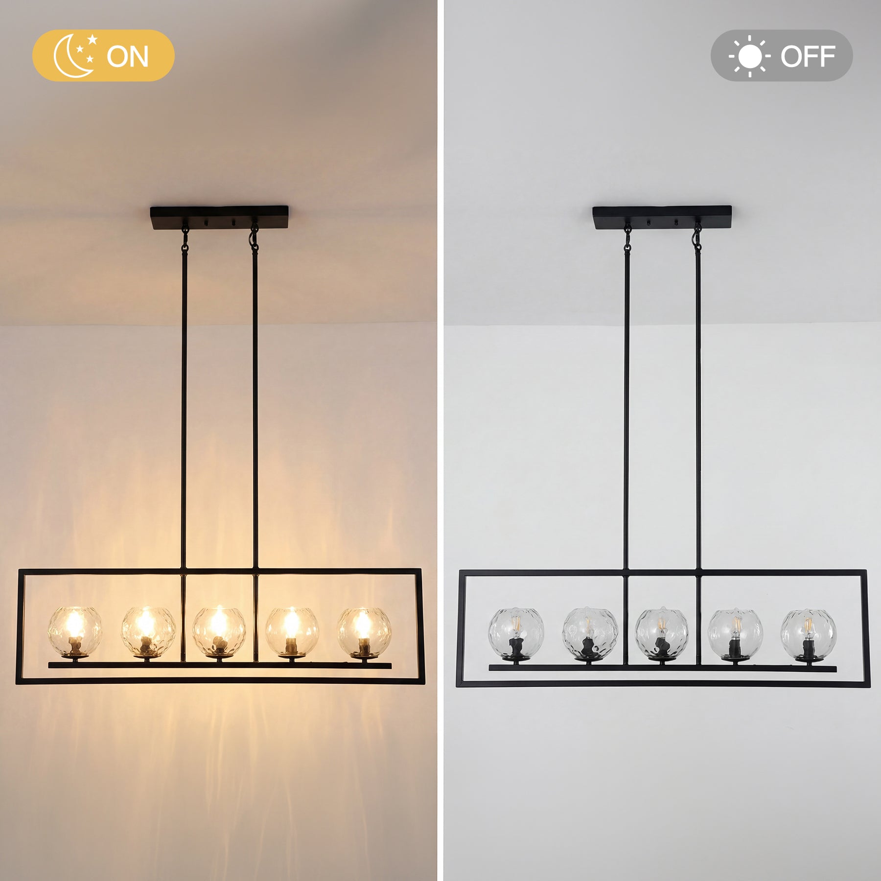 Tribesigns Moderne 5-Lichts Hanglamp, Metalen Pendellamp met Verstelbare Hoogte en E14-Fitting [Energieklasse F]