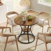 80 cm Ronde Eettafel met Metalen Voet en Opbergruimte, Kleine Keukentafel voor 2–4 Personen 3