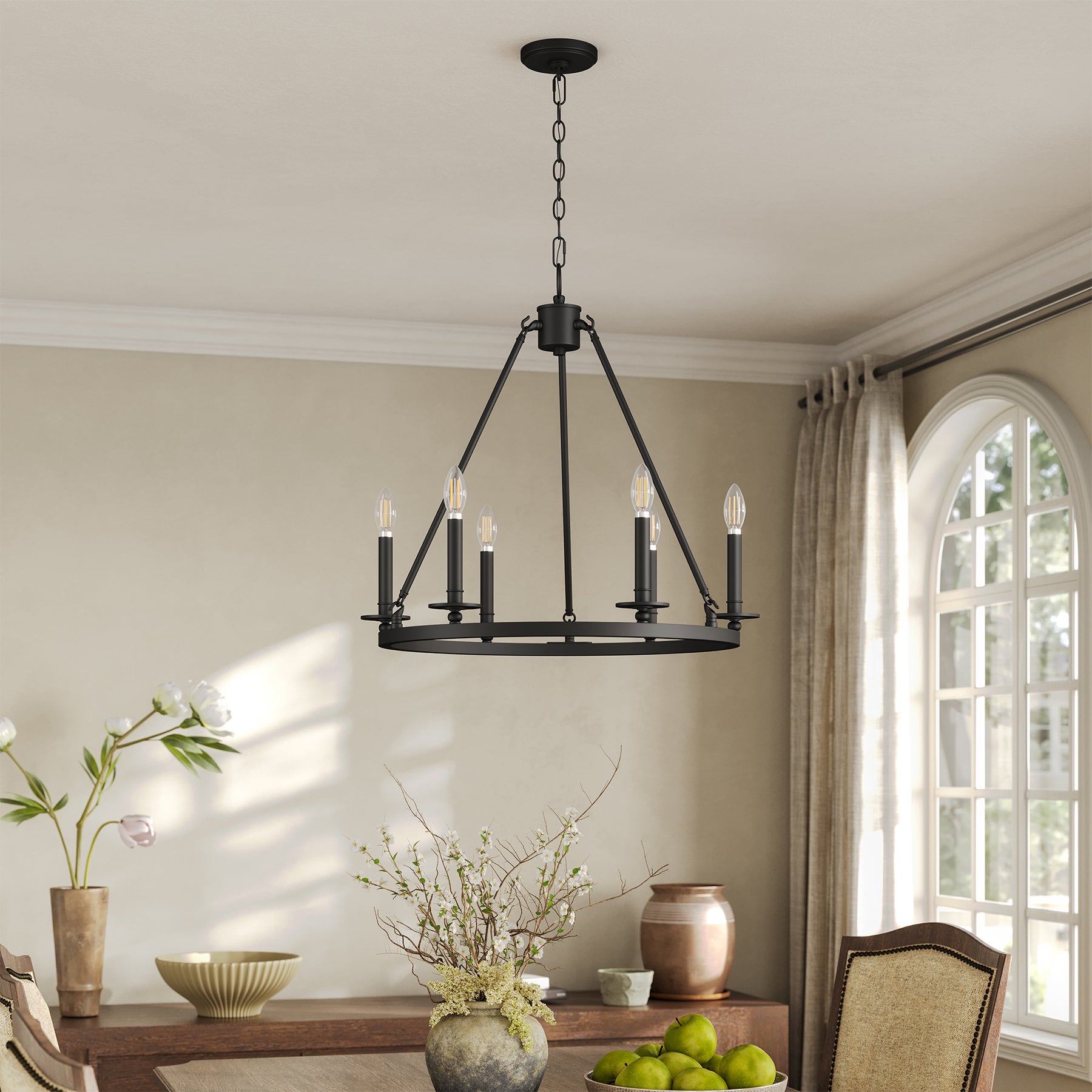 Tribesigns vintage kroonluchter met 6 E14-fittingen, zwarte industriële hanglamp voor woonkamer slaapkamer keuken en hal