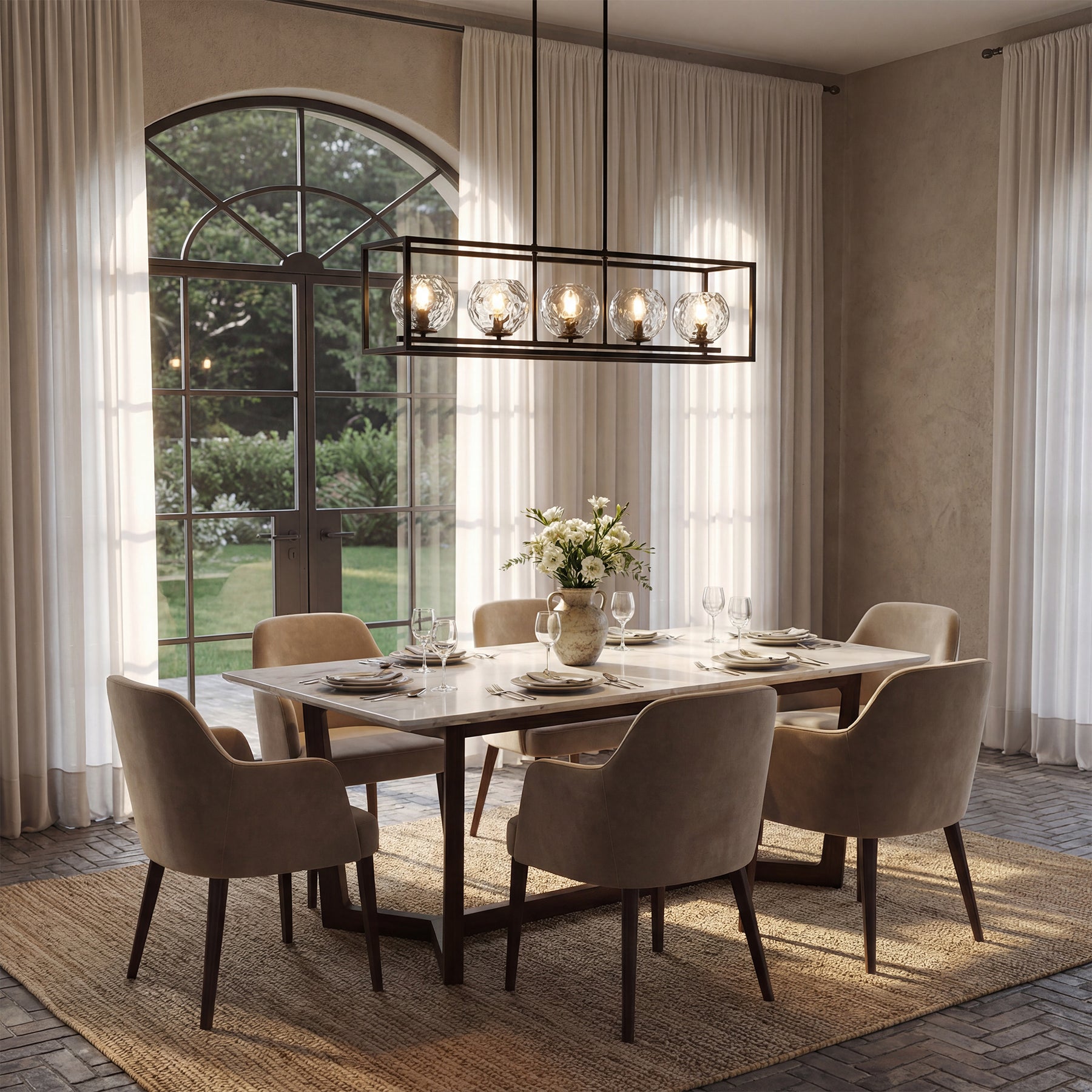 Tribesigns Moderne 5-Lichts Hanglamp, Metalen Pendellamp met Verstelbare Hoogte en E14-Fitting [Energieklasse F]