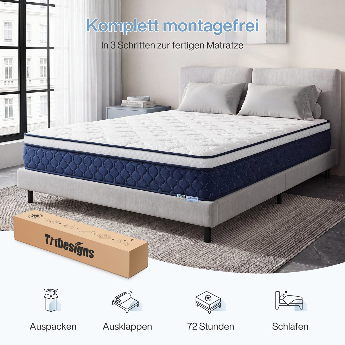 Tribesigns 9-zonige pocketveringmatras met memoryschuim en Lyocell-tijk