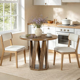 80 cm Ronde Eettafel Voor 2-4 Personen, Landelijke Houten Keukentafel in Rustic Bruin 3