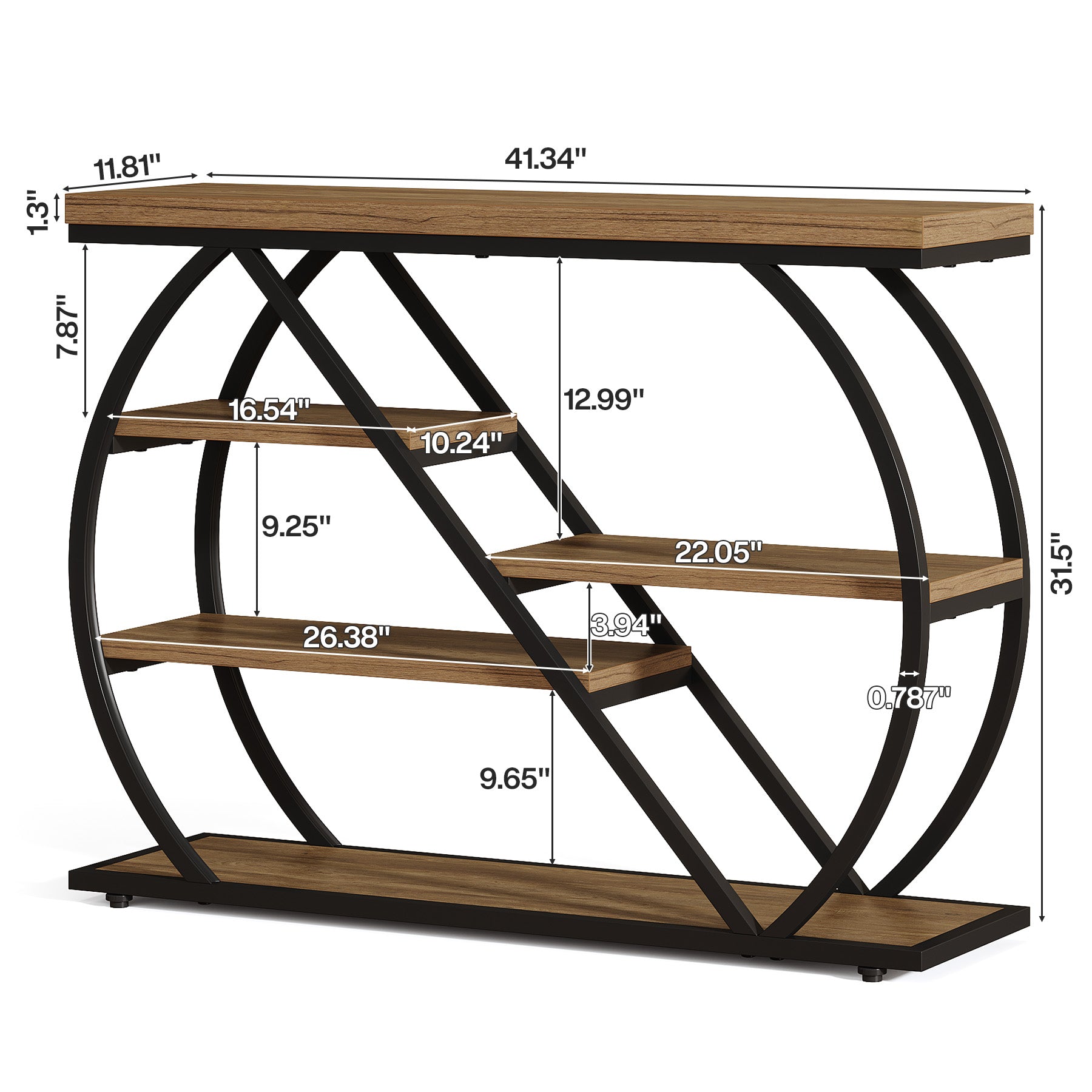 Tribesigns 105 cm Consoletafel, 5-Laags Industriële Haltafel voor Gang