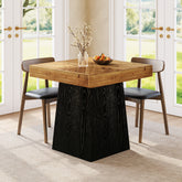 80 cm Vierkante Eettafel voor 2-4 Personen, Landelijke Houten Tafel met Parquet Blad voor Eetkamer en Kleine Ruimtes 3
