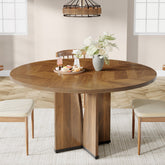100 cm  Ronde Eettafel voor Vier Personen, Landelijke Keukentafel met X-Vormige Voet 3