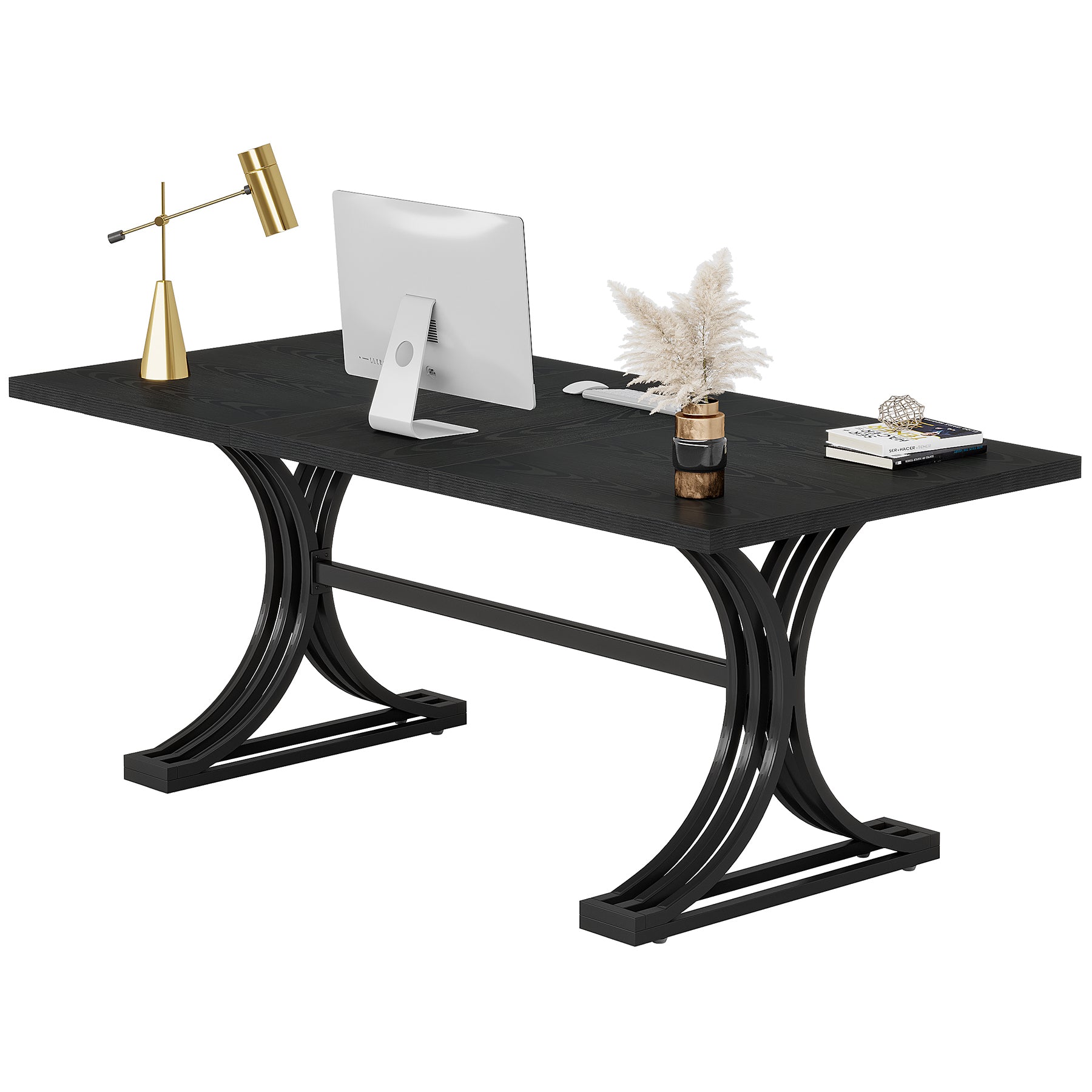 160 x 80 cm Tribesigns Bureau, Moderne Computer Tafel met Gouden Poten voor Kantoor