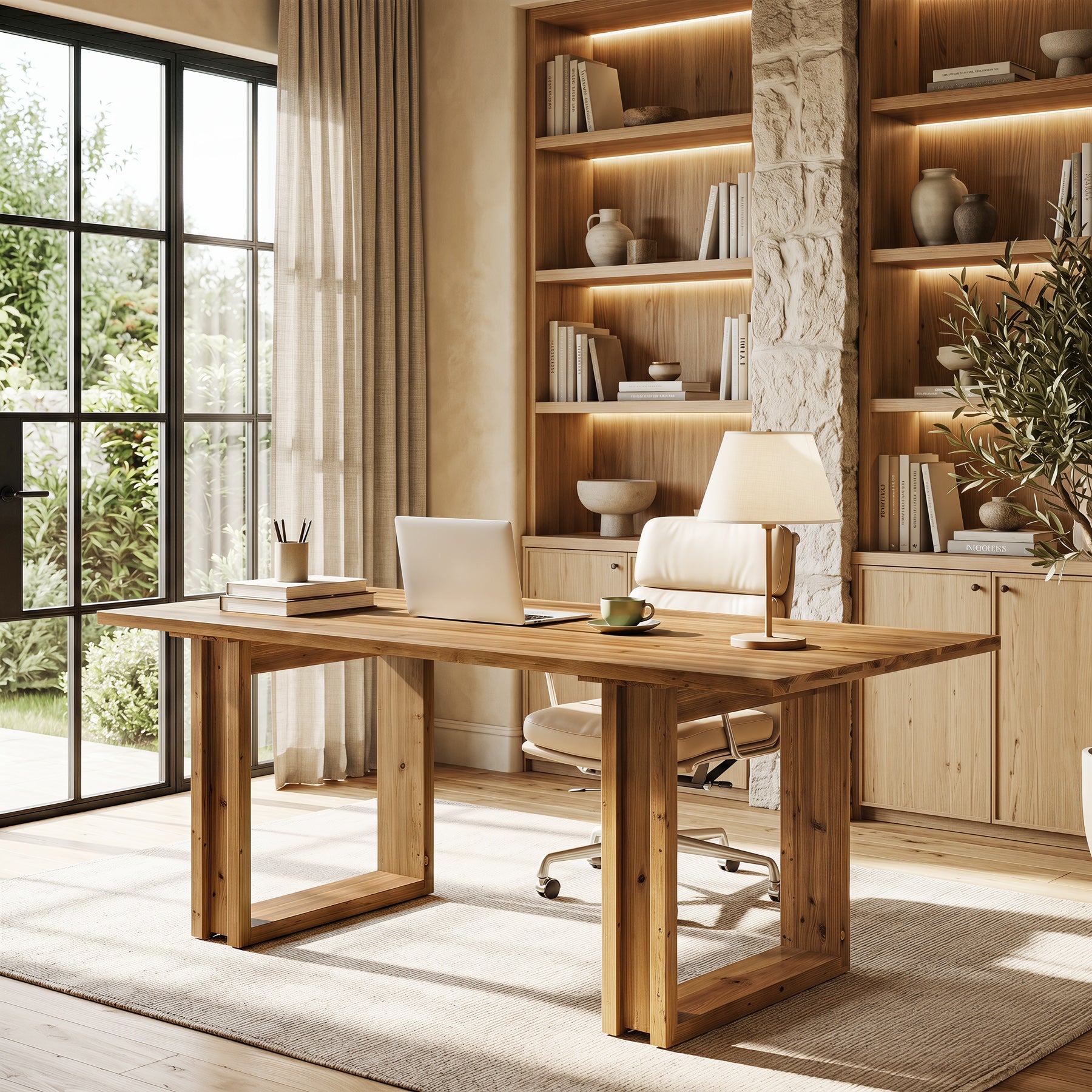 Tribesigns 160 cm directiebureau, groot massief houten bureau voor thuiskantoor