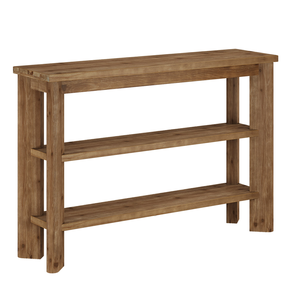 105 x 30 cm Tribesigns consoletafel van massief hout met 3 niveaus, smalle sidetable voor hal en woonkamer