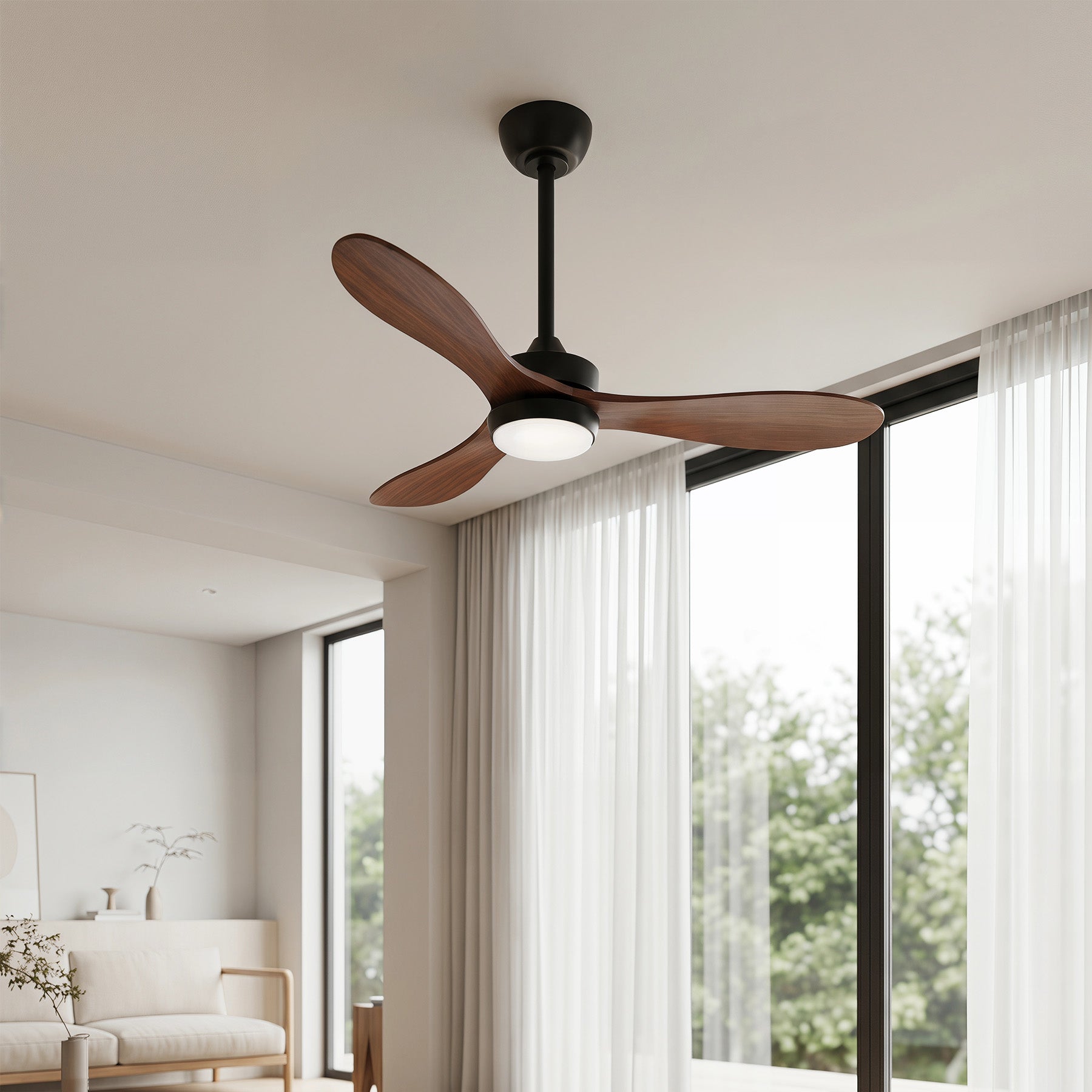 106 cm Tribesigns moderne plafondventilator met licht en afstandsbediening, 3-bladige ventilatorlamp met dimbare ledverlichting voor woonkamer terras en veranda