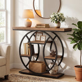 105 cm Tribesigns Consoletafel, 4-Laagse Sidetable met Rond Frame 3