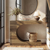 Tribesigns 100 cm Consoletafel, C-vormige Haltafel met 2 Legplanken in Moderne Landelijke Stijl 3