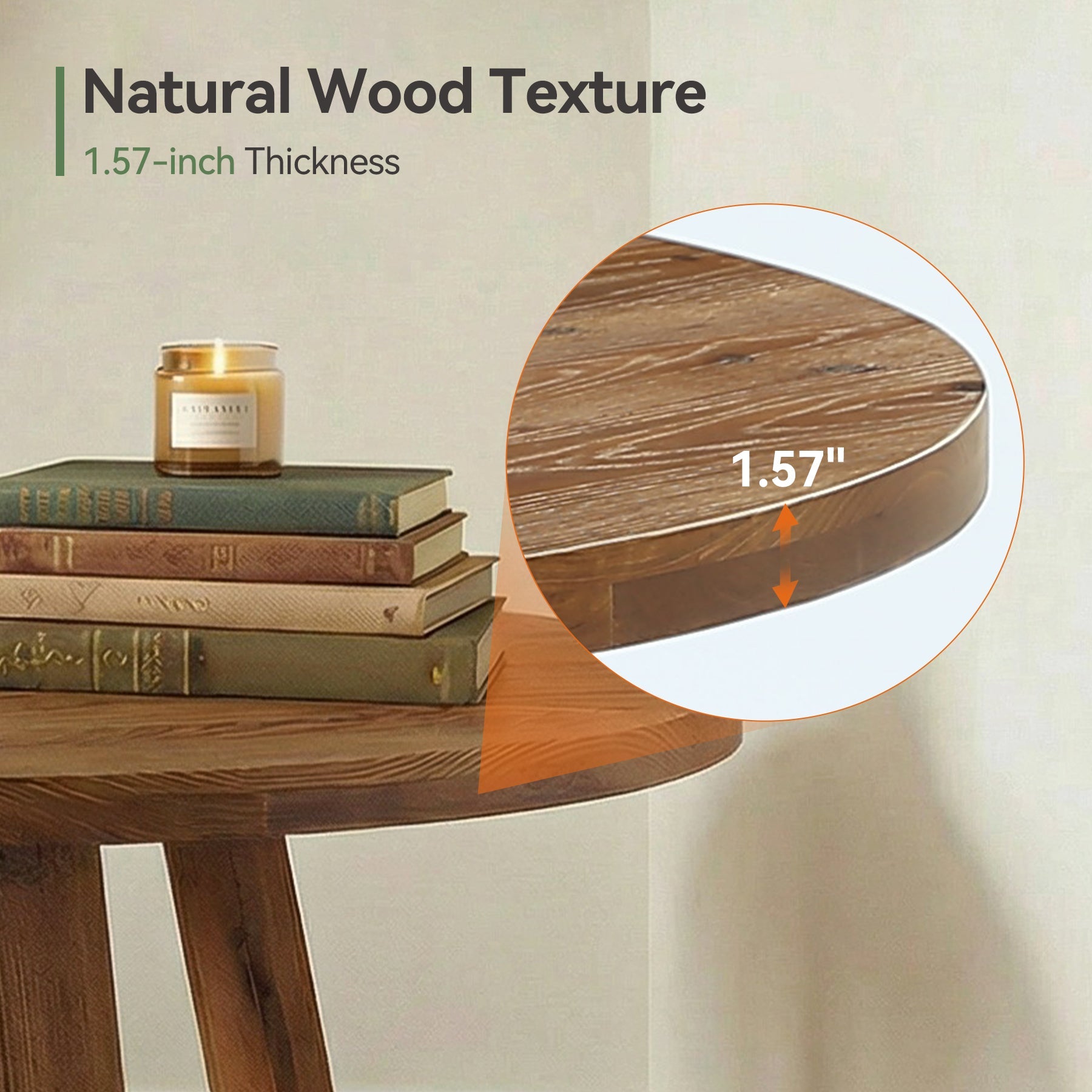 120 cm Ronde Eettafel, Landelijke Massief Houten Keukentafel met Schragenonderstel voor 4 Personen