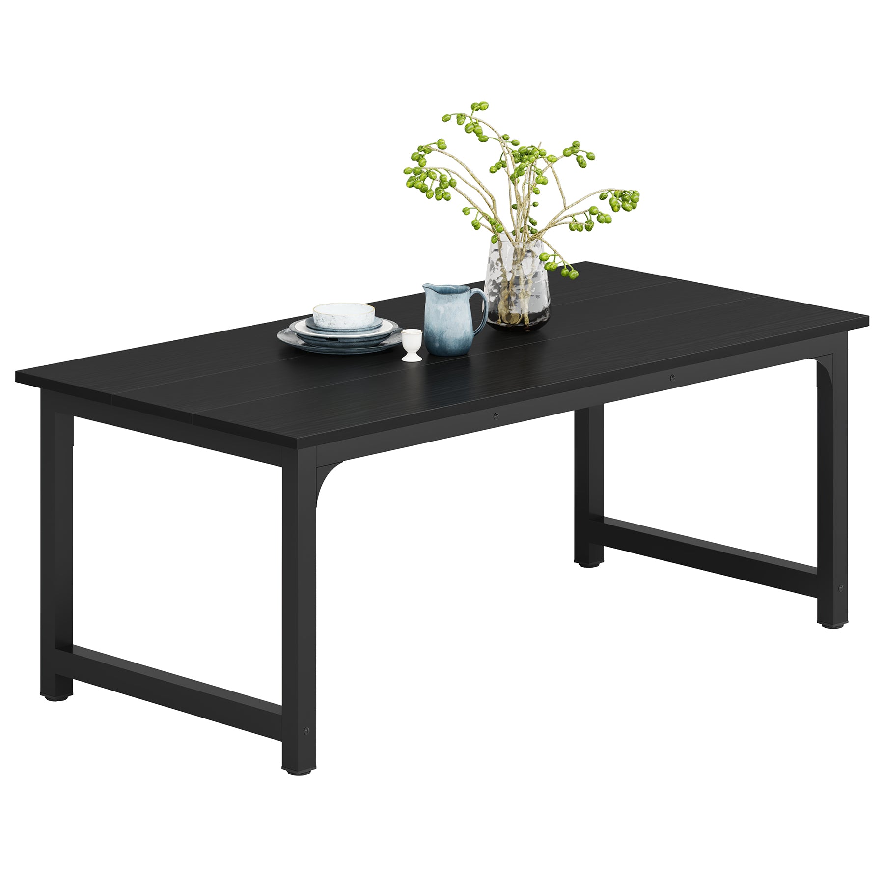 160x80 cm Industriële Eettafel, Landelijke Bruine Tafel voor 4-6 Personen met Metaal Frame