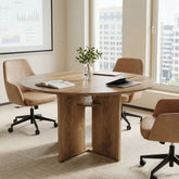 Tribesigns 100 cm Ronde Vergadertafel, Kantoortafel met Opbergrek voor Vergaderruimte 3