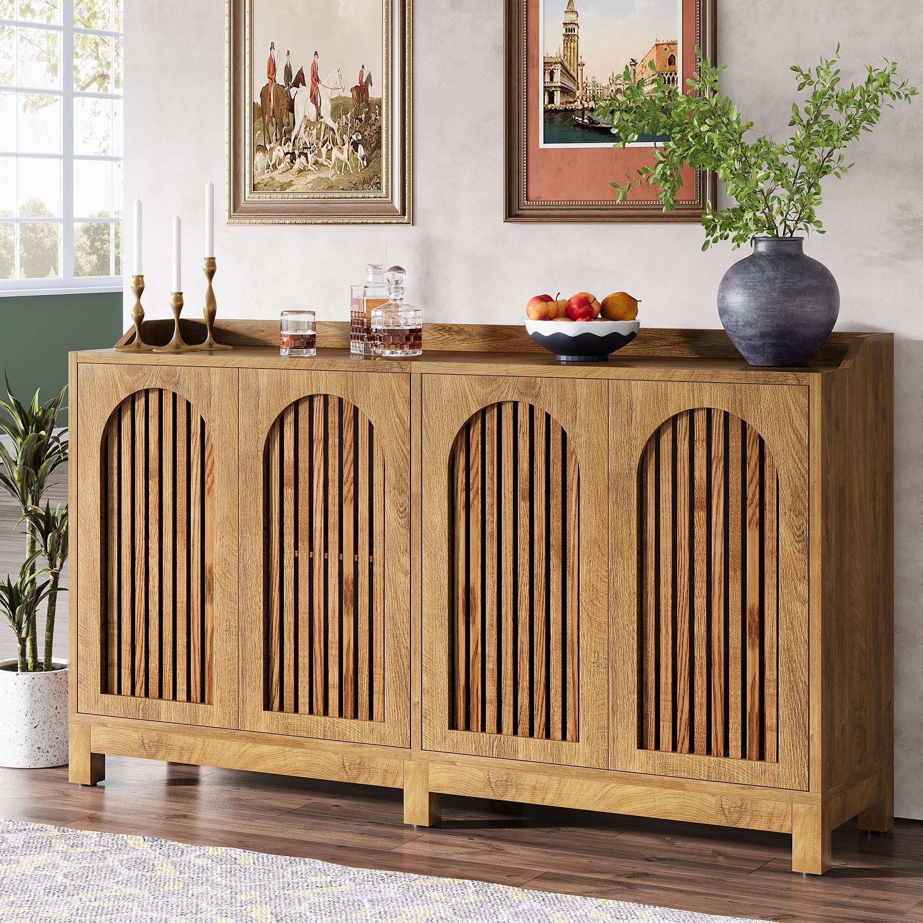 Tribesigns Dressoir 145 cm, Buffetkast met Deuren & Verstelbare Planken