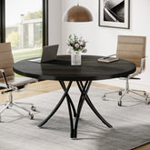 Ronde Vergadertafel van 120 cm, Moderne Zwarte Tafel voor Kantoorruimte 3