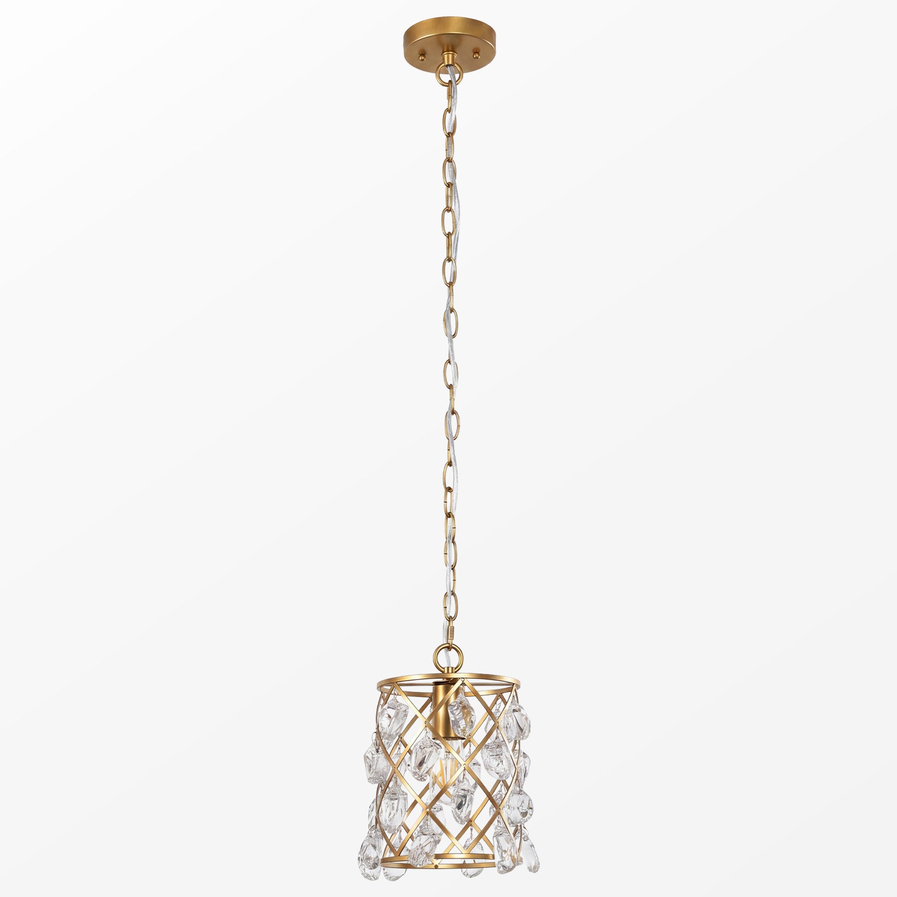 17,5 x 17,5 x 30 cm Tribesigns Gouden Hanglamp, Moderne Pendellamp met Watergolf Glaskristallen en E27-Fitting voor Keukeneiland Eetkamer en Hal [Energy Class E]