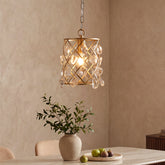 17,5 x 17,5 x 30 cm Tribesigns Gouden Hanglamp, Moderne Pendellamp met Watergolf Glaskristallen en E27-Fitting voor Keukeneiland Eetkamer en Hal [Energy Class E] 3