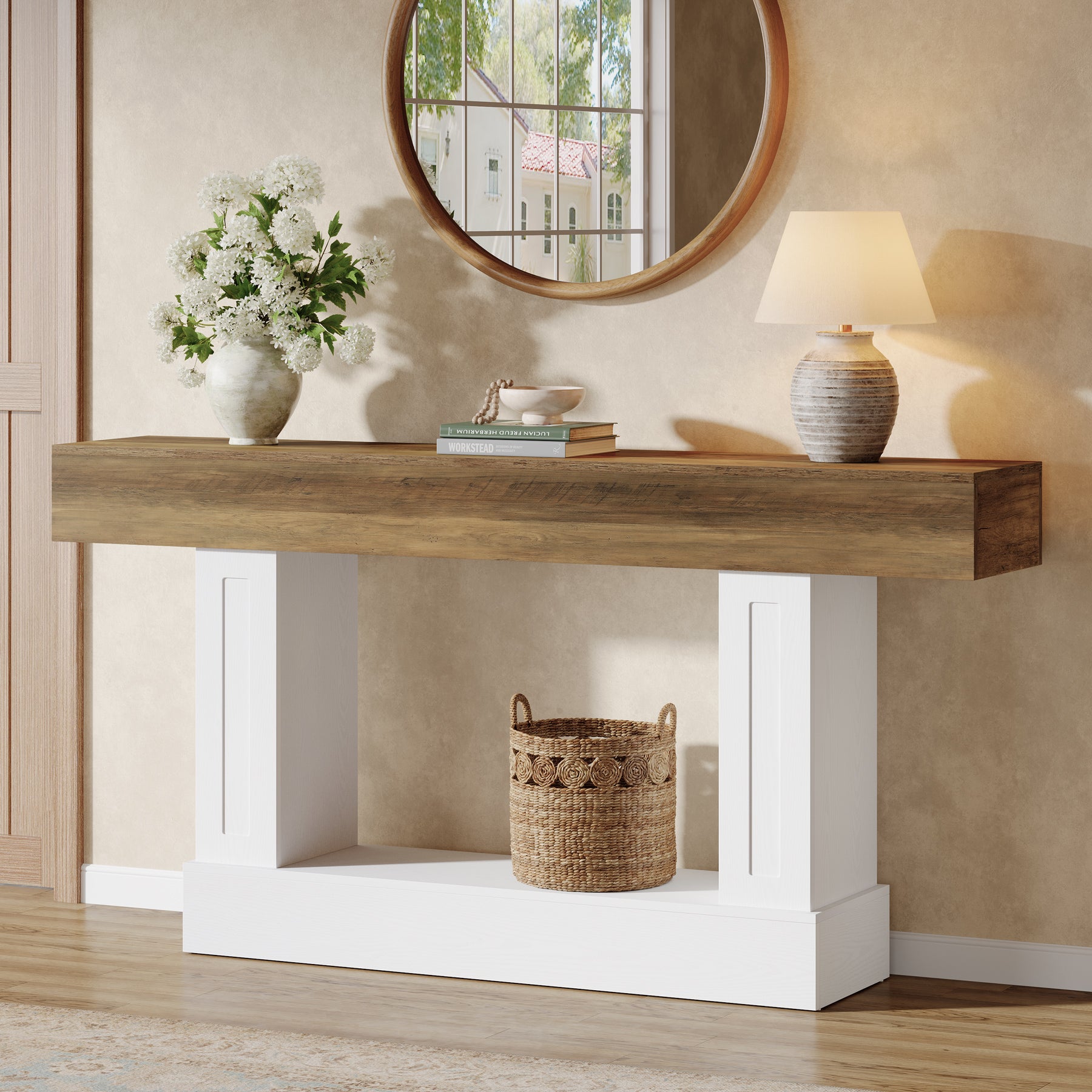 160 cm Tribesigns landelijke consoletafel met open opbergruimte, smalle sidetable voor hal en woonkamer