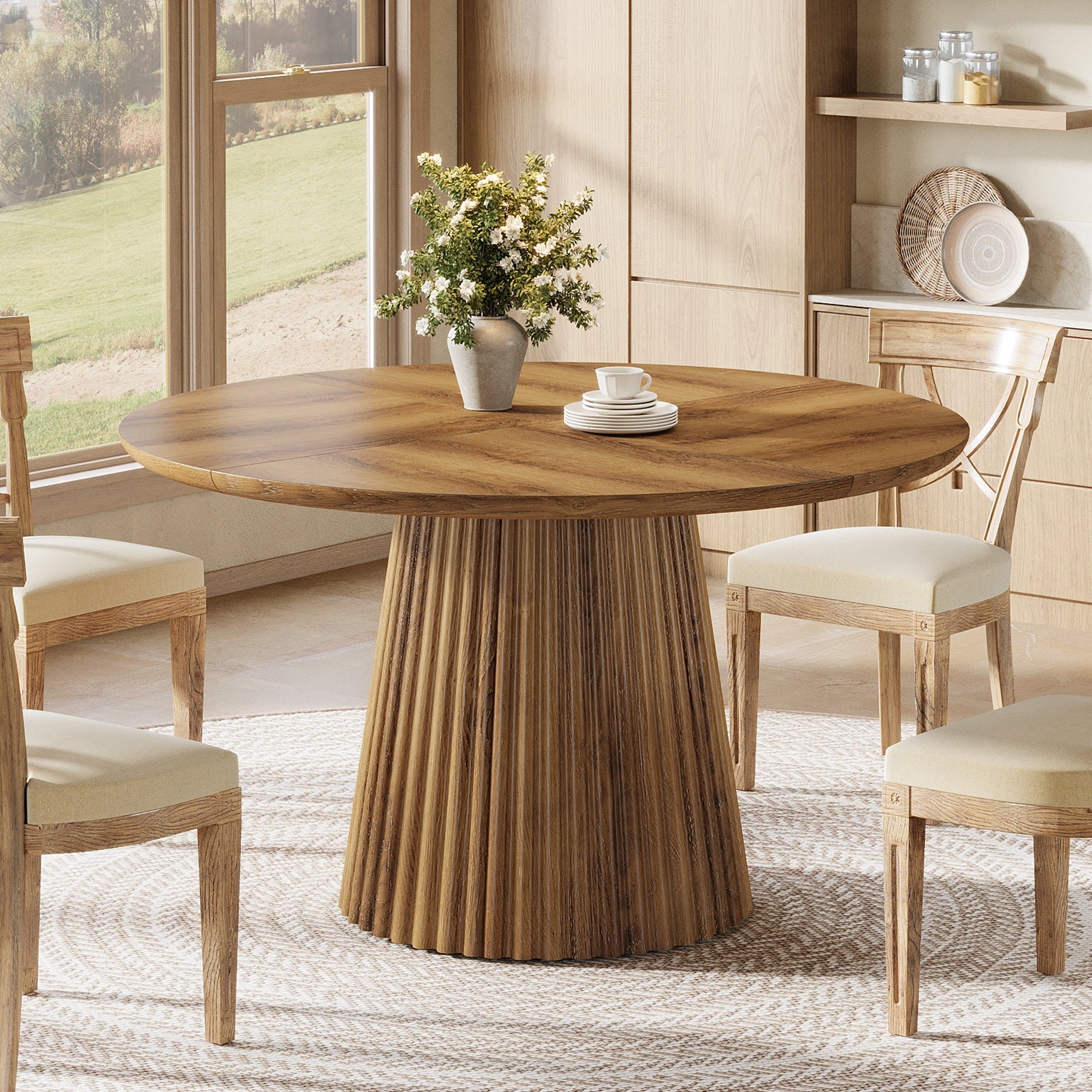 Tribesigns 120 cm Ronde Eettafel voor 4-6 Personen