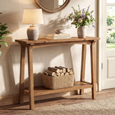 Tribesigns Massief Houten Console Tafel 100 cm, Smalle Haltafel met 2 Planken voor Entree & Woonkamer 3