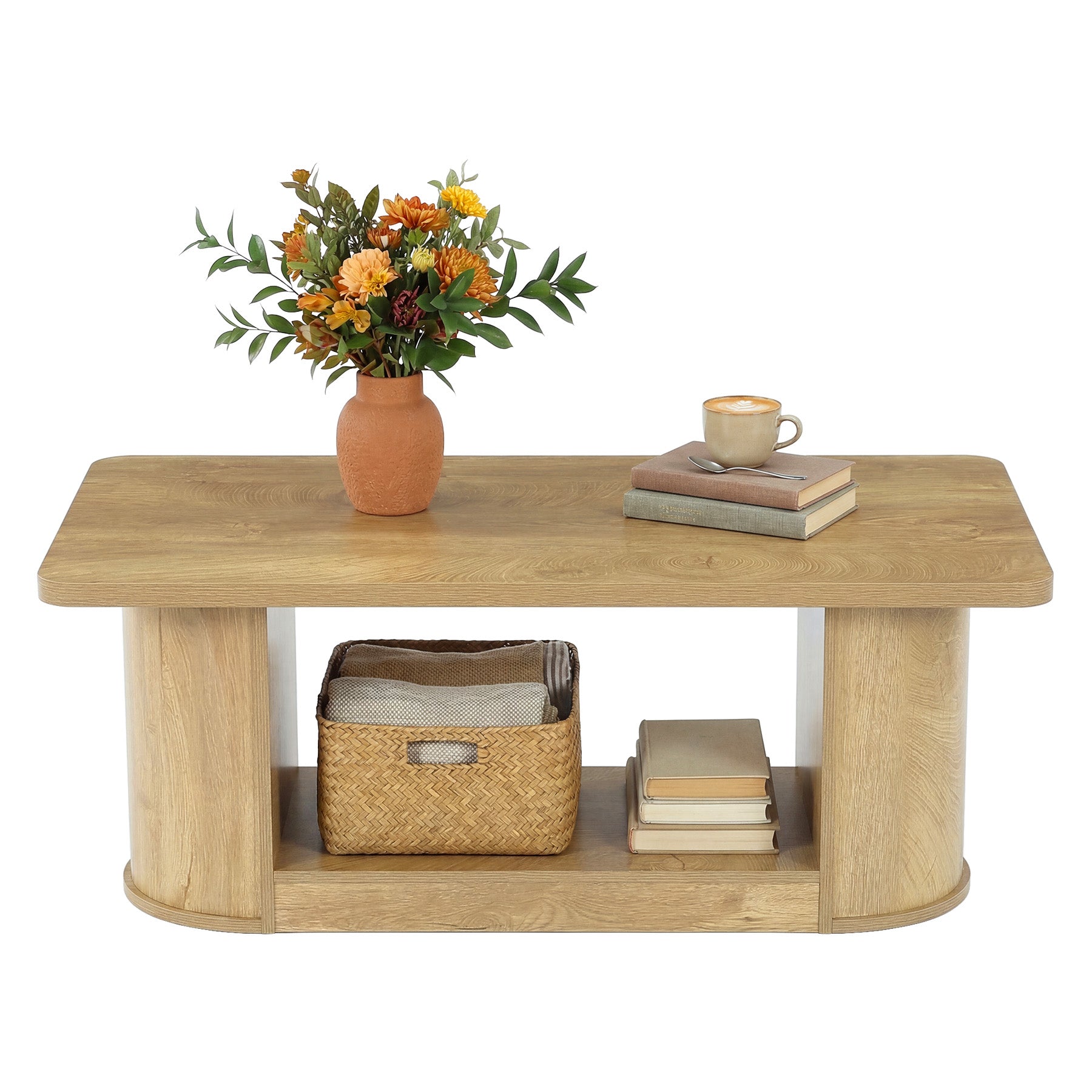 120 cm Salontafel, Moderne Tafel met 2 Niveaus en Opbergruimte voor Woonkamer Slaapkamer