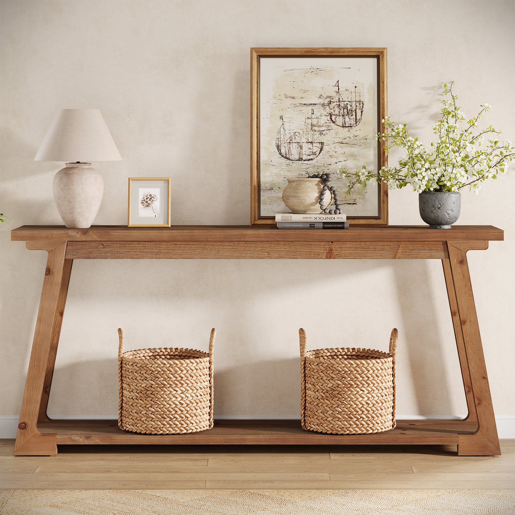 Tribesigns 160 cm Lange Consoletafel, 2-Laags Houten Banktafel