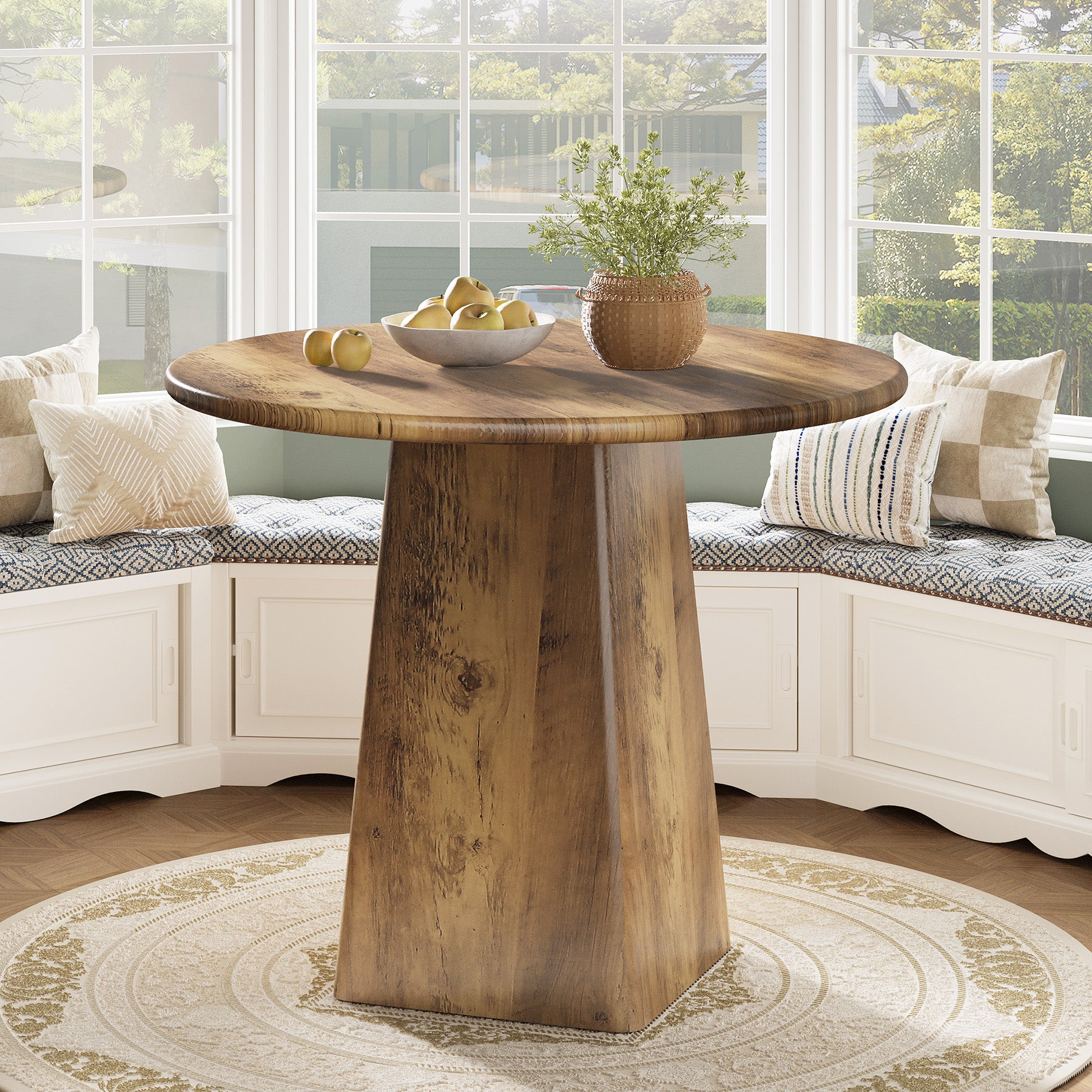 Tribesigns 80 cm Ronde Eettafel, Kleine Farmhouse Keukentafel voor 2-4 Personen