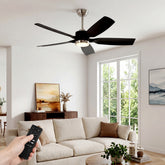 132 cm Tribesigns moderne plafondventilator met licht en afstandsbediening, 5-bladige ventilatorlamp met dimbare ledverlichting voor woonkamer terras en veranda [Energieklasse E] 3