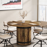 100cm Ronde Vergadertafel voor 4 Personen, Boerderijstijl met Hekwerk Basis voor Kantoor in Landelijk Bruin 3