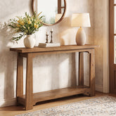 140 x 30 x 80 cm Tribesigns massief houten consoletafel met verdikt tafelblad, landelijke sidetable voor hal woonkamer en achter de bank 3