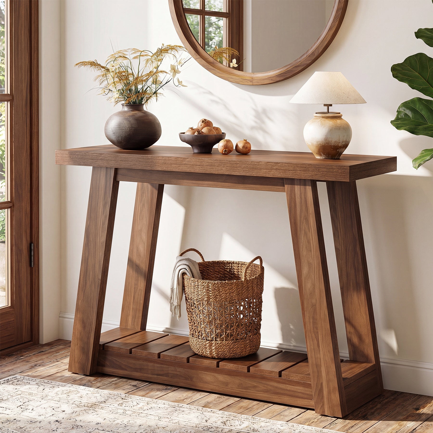 Tribesigns smalle consoletafel van 105 cm, haltafel met twee legplanken en open opbergruimte