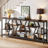 Tribesigns Consoletafel 180 cm met 4 Legplanken – Smalle Banktafel in Industriële Landhuisstijl 3