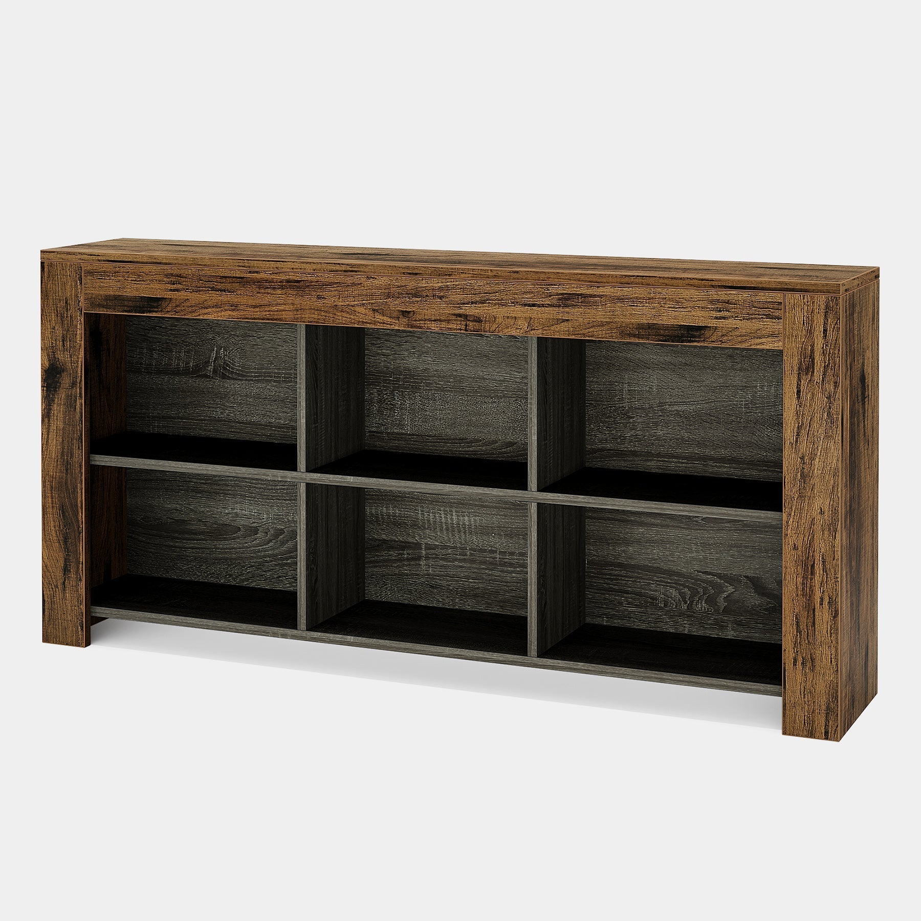 160 cm Consoletafel, Houten Tafel met 6 Opbergvakken voor Entree en Hal