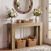 Tribesigns 105 cm consoletafel, lichtbruine sidetable met blokpoten 3