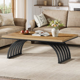 120 cm Rechthoekige Salontafel met Metalen Poten, Rustieke Houten Salontafel 3